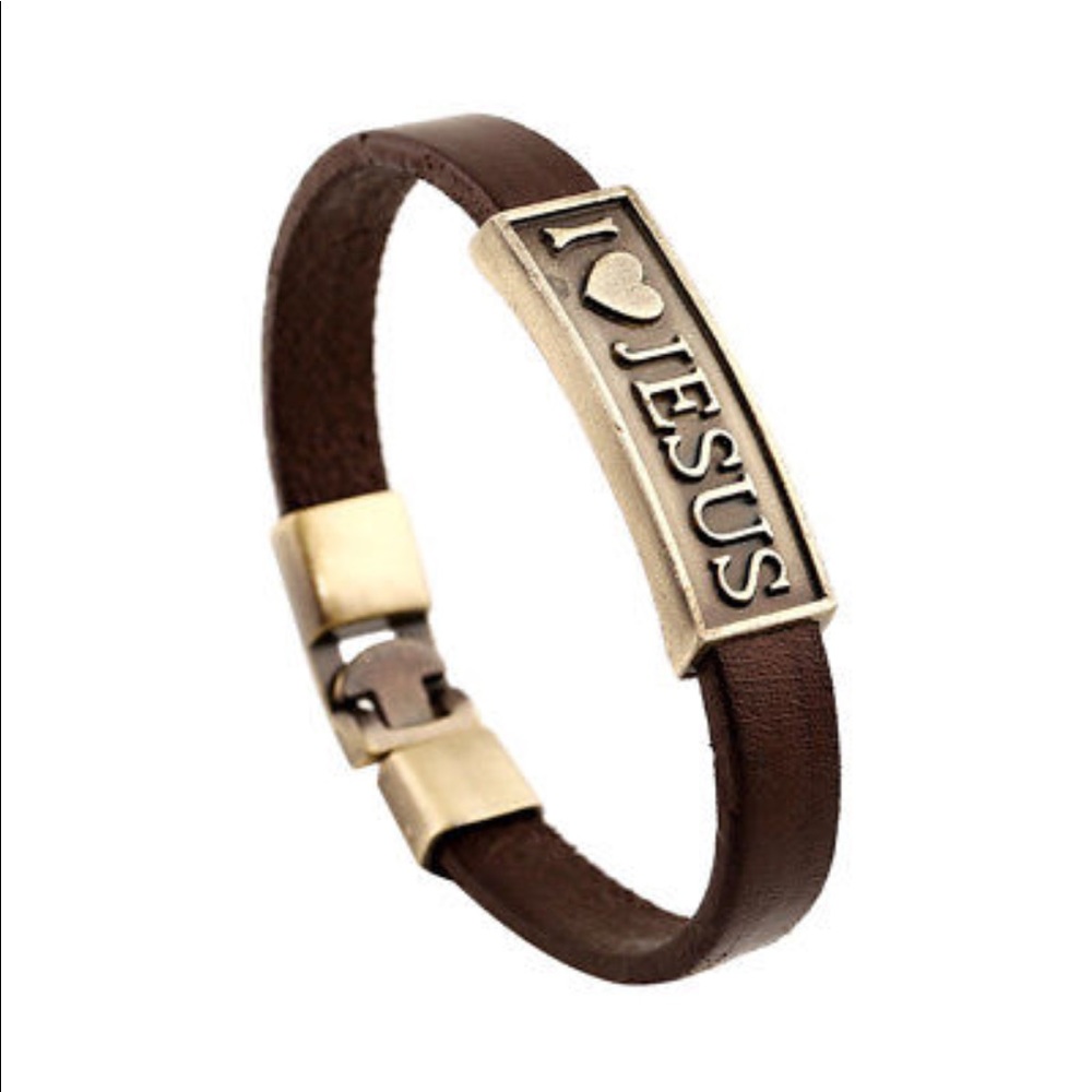 I Love JESUS Leather Bracelet